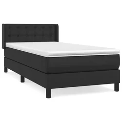 Vidaxl Box spring postelja z vzmetnico črna 90x190 cm umetno usnje