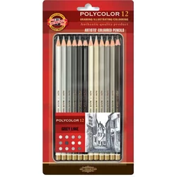 Koh-I-Noor Set drvenih bojica Polycolor 3822, Gray line, 12 komada
