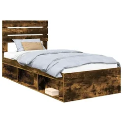Vidaxl Konstrukcija postelje z vzglavjem Dimljeni oreh 90 x 200 cm