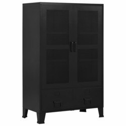 Uredski ormarić s mrežastim vratima crni 75x40x120 cm čelični