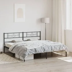 shumee vidaXL Kovinski posteljni okvir z vzglavjem črne barve 193x203 cm