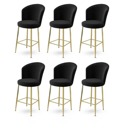 Hanah Home Set barskih stolica Alte, 6 komada, Crno-zlatni