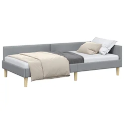 Vidaxl Kotna postelja Svetlo siva 100 x 200 cm blago