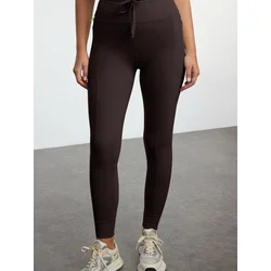 Trendyol Brown Brushed Scuba Full Length Sports Leggings