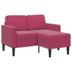Sofa 2-sjed s ležaljkom u obliku slova L vino crveno 125 cm