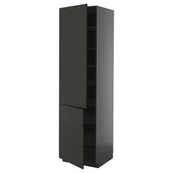 METOD Visoki element s policama/2 vrata, Crnosiva/Nickebo boja antracita, mat, 60x60x220 cm