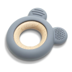 Lorelli silikonsko drvena glodalica za bebe bear - natural grey ( 10210910003 )