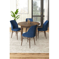 Hanah Home Set Trpezarijski sto i 4 stolice, Tamnoplavi