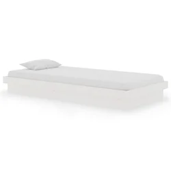 Vidaxl Posteljni okvir bel iz trdnega lesa 90x190 cm