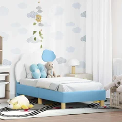 vidaXL Posteljica za malčke z vzglavjem Modra 70 x 140 cm PU