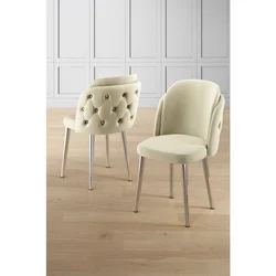 Hanah Home set trpezarijskih stolica Axle 2 kom, krem tkanina Babyface, hromirane metalne noge