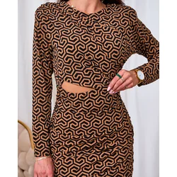 Resti Womens crinkled mini dress with geometric pattern