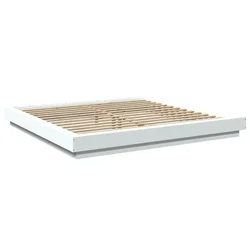 Vidaxl Posteljni okvir bel 200x200 cm inženirski les