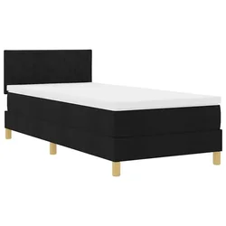 Vidaxl LED Box Spring Postelja z LED trakami Črna 90 x 190 cm blago