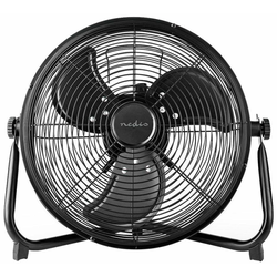 NEDIS ventilator na stojalu/ premer 30 cm/ moč 43 W/ spremenljiva hitrost/ nagibanje/ polnjenje/ USB-A/ kovina/ črna