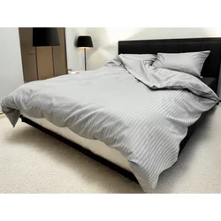 Posteljina Saten pruga Svetlo siva boja 200x220cm 100% pamuk ( VLK000273-svetlosivaboja )