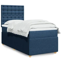 vidaXL Box spring postelja z vzmetnico modra 90x200 cm blago