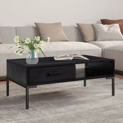 Stolić za kavu crni 90 x 50 x 35 cm od masivne borovine
