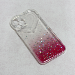 Maska za telefon Heart Glitter za iPhone 13 6.1 providno-roze