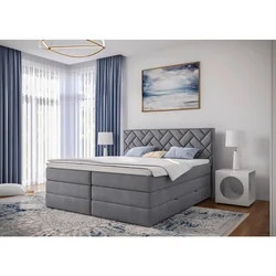 MID.YOU POSTELJA BOXSPRING 180 cm  x 200 cm , tekstil, leseni material srebrne barve