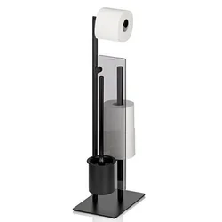DRŽAČ TOALET PAPIRA I WC ČETK crna metal