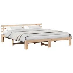 Vidaxl Konstrukcija postelje Naravna 180 x 200 cm Masivno borovo les