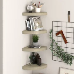 Plutajuće kutne police 4 kom boja hrasta 25 x 25 x 3,8 cm MDF