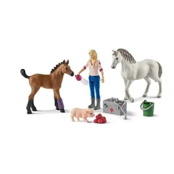 Schleich Igrača Obisk zdravnika s kobilo in žrebetom