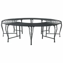 Klupa pod drvetom 8-Broj sjedala O 160 x 44 cm Čelik Crna