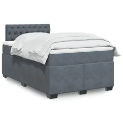 VIDAXL Box spring postelja z vzmetnico temno siv 120x190 cm žamet