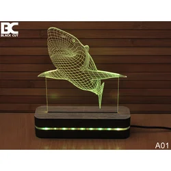 Black Cut 3D Lampa Ajkula, RGB
