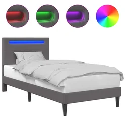 Vidaxl Konstrukcija postelje Siva 100 x 200 cm Umetno usnje