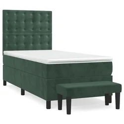 Vidaxl Box spring postelja z vzmetnico temno zelen 90x190 cm žamet