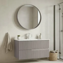 HANAH HOME Kupatilski ormarić sa umivaonikom i ogledalom (2 komada) Moonlight 90 v2 394