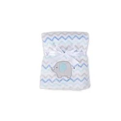BabyMatex Vezena odeja 75x100 RICCO sivo-modra s slonom