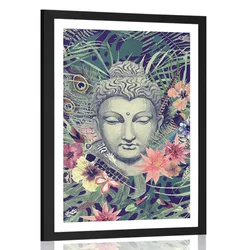 Plakat s paspartujem Buda na eksotičnem ozadju - 20x30 black