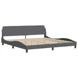Vidaxl Posteljni okvir Dover temno siv 200x200 cm žamet