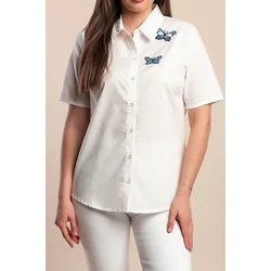 Plus size srajca s kratkimi rokavi, bela