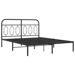 Vidaxl Kovinski posteljni okvir z vzglavjem črn 140x190 cm