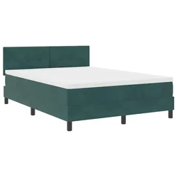 Vidaxl LED Box Spring Postelja Temno zelena 140 x 190 cm Žamet