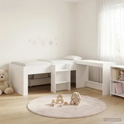 Krevetna Okvir sa Stolom Bijela 90 x 200 cm Konstruirano drvo