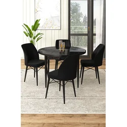 Hanah Home Set Trpezarijski sto i 4 stolice, Crni
