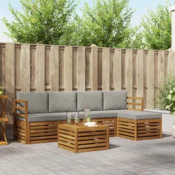 Set vanjskih sofa s jastukom 6 pcs Prirodna i svijetlo siva