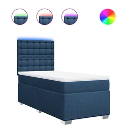 Vidaxl Box spring postelja z vzmetnico modra 80x200 cm blago