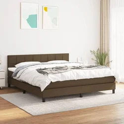 shumee Box spring postelja z vzmetnico temno rjava 180x200 cm blago