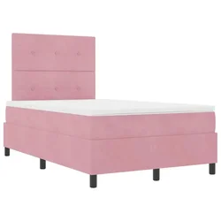 Vidaxl LED Box Spring Postelja z vzglavjem Roza 120 x 200 cm Žamet