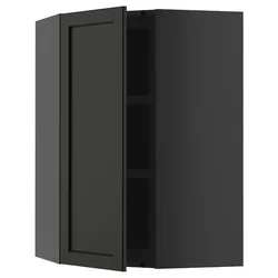 METOD Ugaoni zidni element s policama, Crnosiva/Lerhyttan crno bajcovano, 68x100 cm