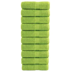 Premium ručnici za goste SOLUND 10 kom. zelene boje jabuke 30x50 cm 600 g/m2