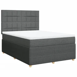 Vidaxl Box spring posteljni z vzmetnico temno siv 140x190 cm blago