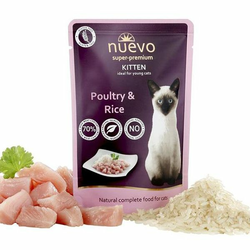 Nuevo Vlažna hrana za mačiće Kitten, Živina i Pirinač, 80 g